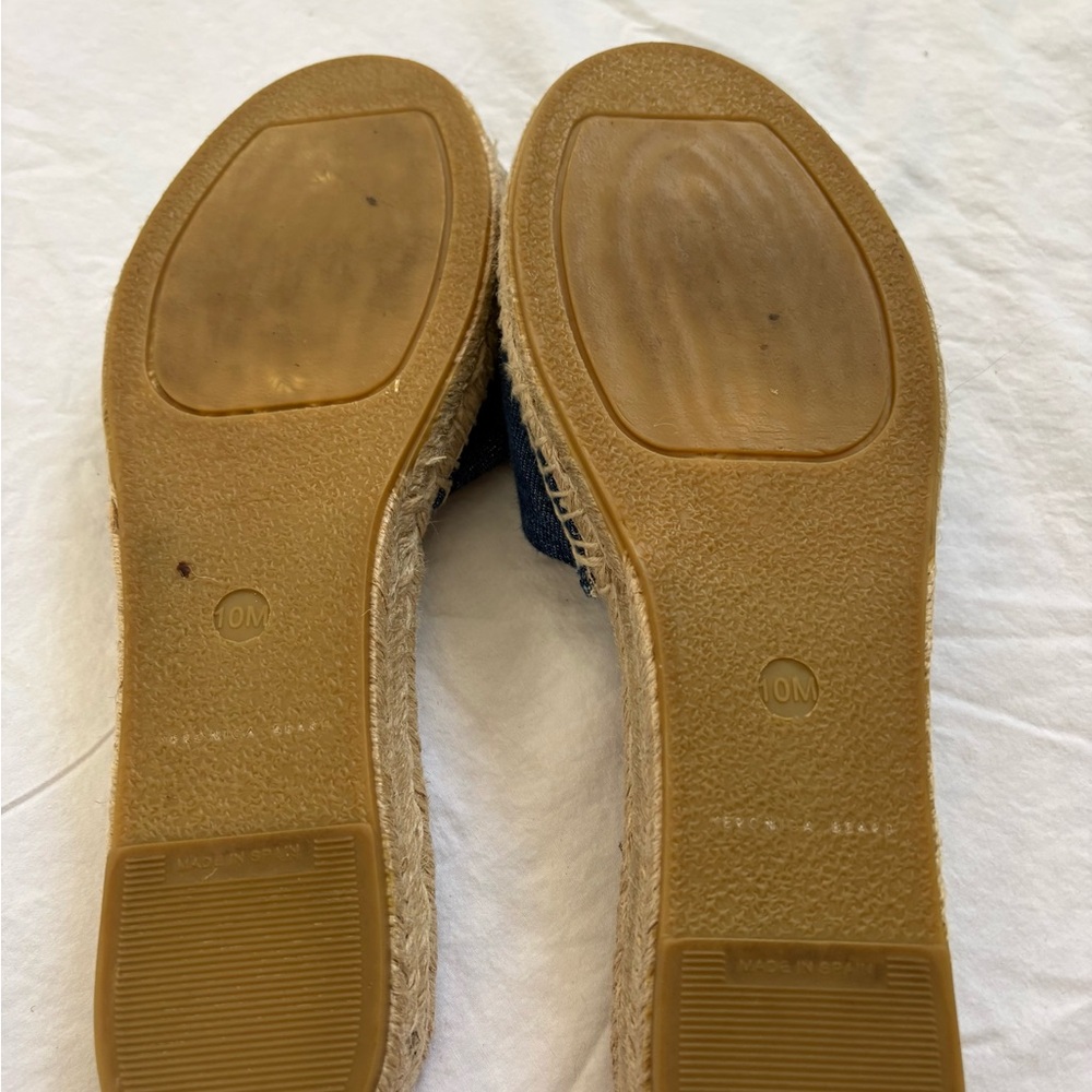 Veronica Beard Blue Denim Espadrille Slides with Buckle 10M - Picture 3 of 6